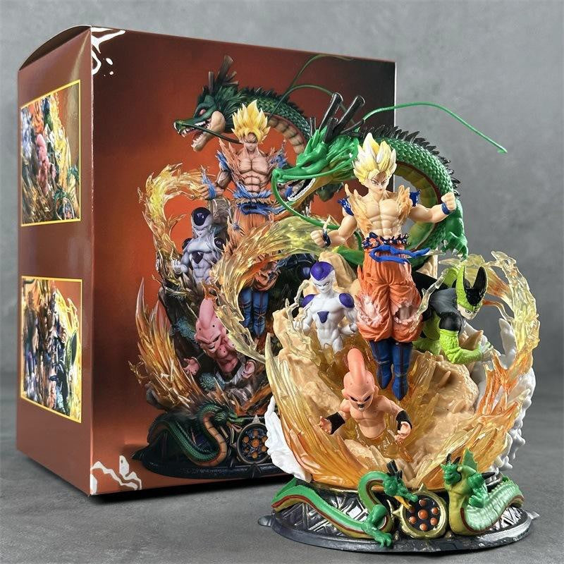 Super Saiyan Battle Scene with Shenron Action Figure